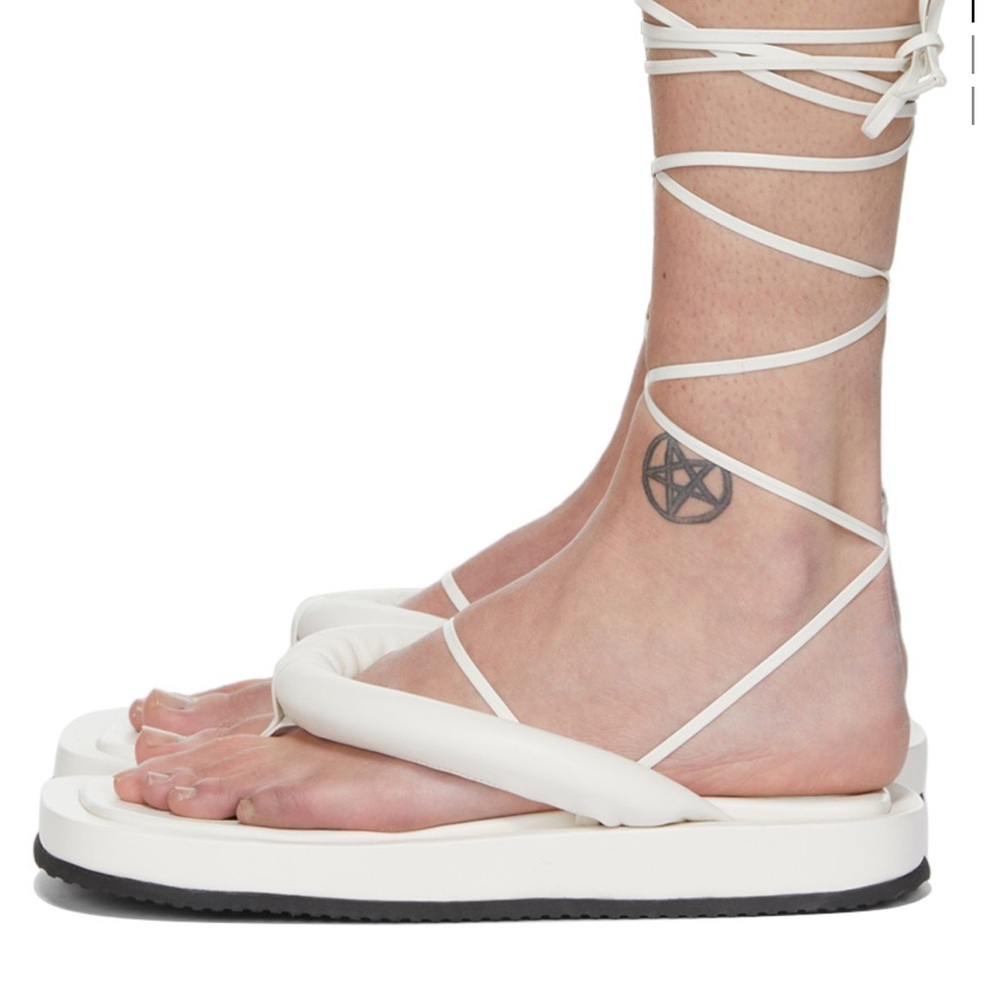 Never Worn, White Lace-Up Sandals by Recto from SSENSE.